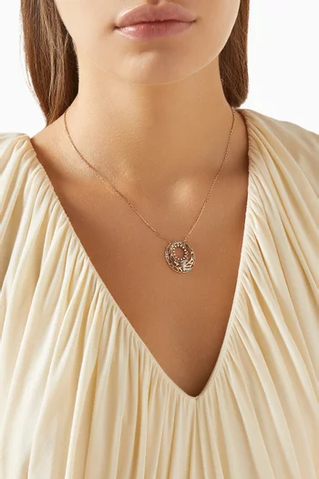 Retro Diamond & Enamel Arabic Letter 'HA' Necklace in 18kt Rose Gold