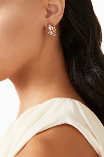 Retro Diamond & Enamel Arabic Letter 'HA' Earrings in 18kt Rose Gold