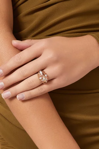 Retro Diamond & Enamel Arabic Letter 'FA' Ring in 18kt Rose Gold