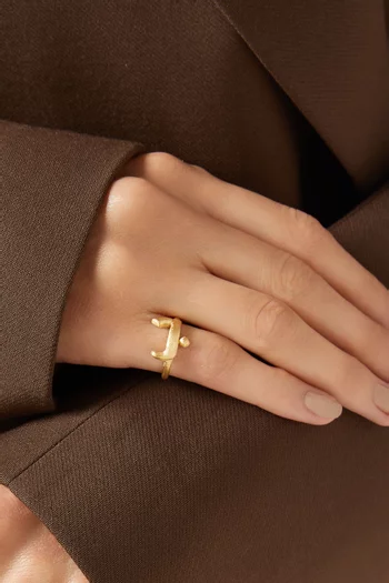 x Fozaza Bedouin Arabic Letter 'BA' Ring in 18kt Gold