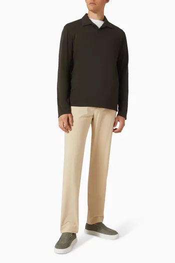 Johnny-collar Polo Shirt in Cotton