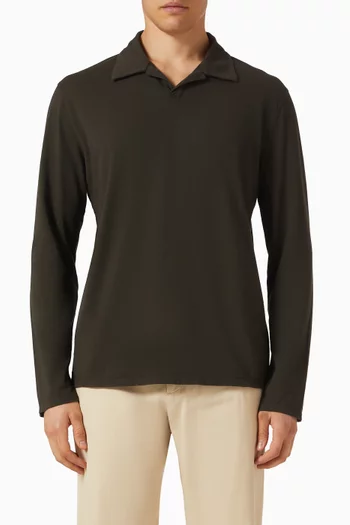 Johnny-collar Polo Shirt in Cotton