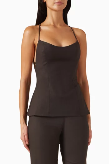 بلوزة إنجريد بأربطة قماش بدل