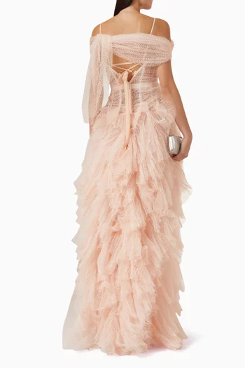 Annabeth Corset Gown in Dotted Tulle