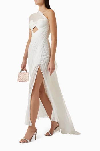 Brooke One-shoulder Dress in Silk Mousseline