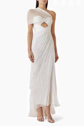 Brooke One-shoulder Dress in Silk Mousseline