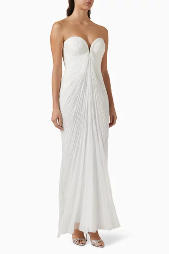 Esteri Lace-back Dress in Silk Mousseline