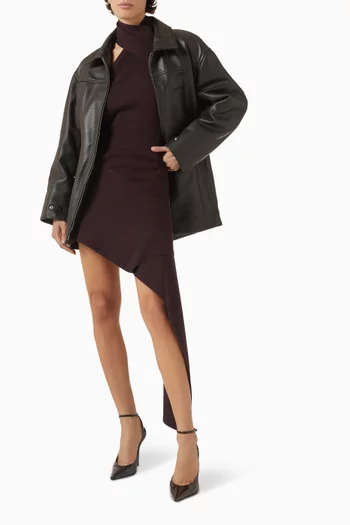 Oversized Bomber Jacket in Leather