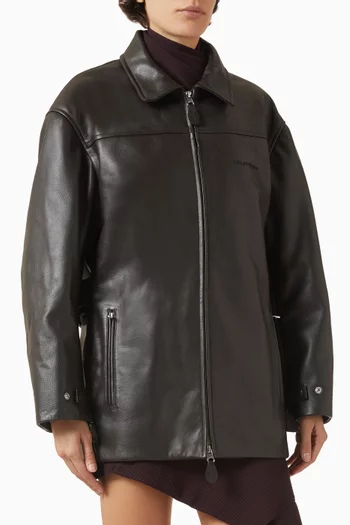 Oversized Bomber Jacket in Leather