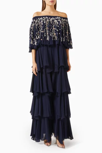 Embellished Tiered Maxi Dress