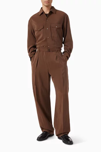 Belted Relaxed-fit Pants in Silk-blend