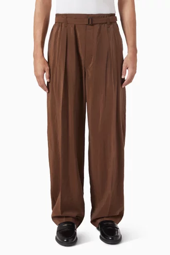 Belted Relaxed-fit Pants in Silk-blend