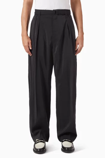 Belted Relaxed-fit Pants in Silk-blend