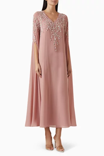 Floral-embellished Dress in Chiffon