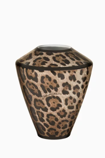 مزهرية امفورا صغيرة بنقشة جلد الفهد بورسلين