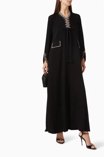 عباية مطرزة بالخرز كريب