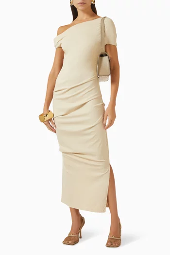 فستان إيدا بفتحة رقبة غير متماثلة جيرسيه