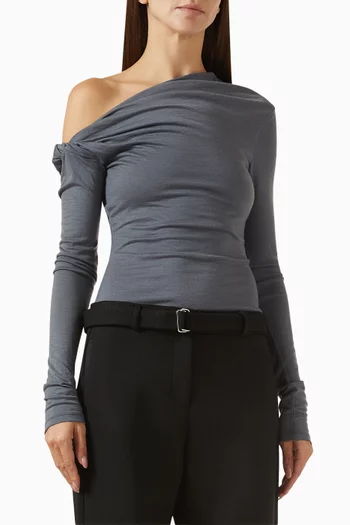 بلوزة ماناهو بفتحة رقبة غير متماثلة جيرسيه ومارينو