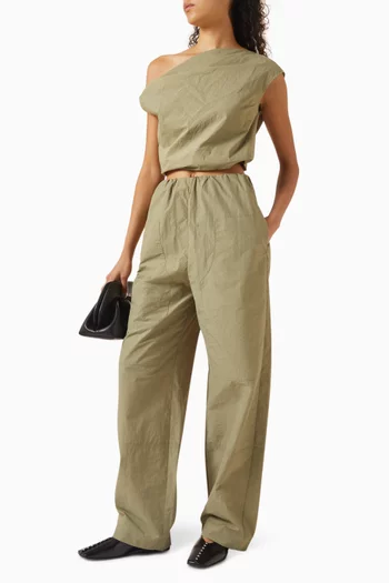 بلوزة أليس بفتحة رقبة ملفوفة مزيج قطن