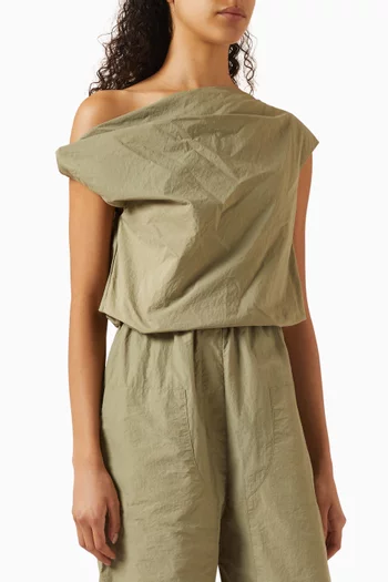 بلوزة أليس بفتحة رقبة ملفوفة مزيج قطن