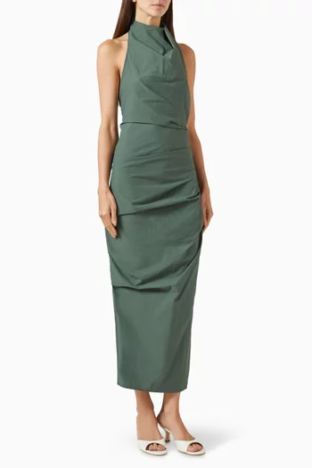 June Draped Dress in Cotton Blend