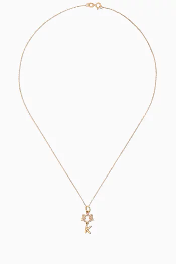 "Maya the Kitten" Letter K Diamond Pendant in 18kt Yellow Gold
