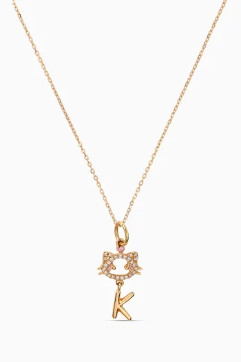 "Maya the Kitten" Letter K Diamond Pendant in 18kt Yellow Gold