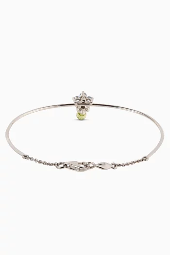 سوار بحلية وردة مرصعة بياقوت أزرق ذهب أبيض عيار 18