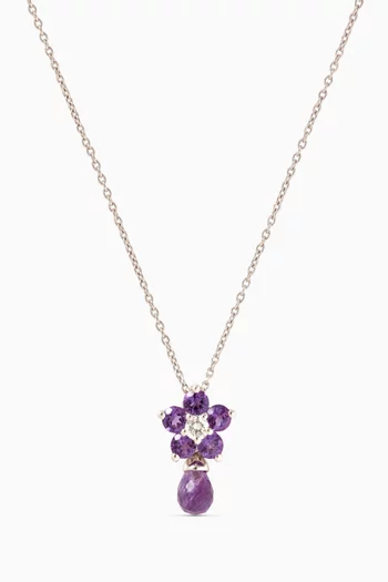 Purple Rose Necklace in 18kt White Gold