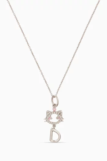 "Maya the Kitten" D Diamond Necklace in 18kt White Gold