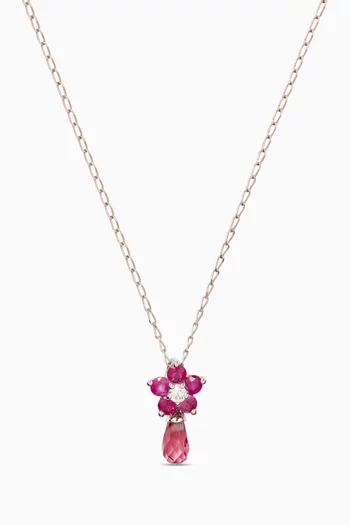 Flower Diamond Necklace in 18kt White Gold