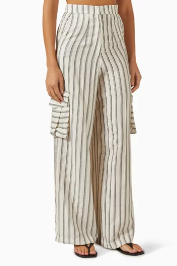 بنطال هانا كارغو بنقشة مخططة