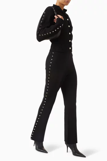 Studded Flared Pants in Viscose-knit