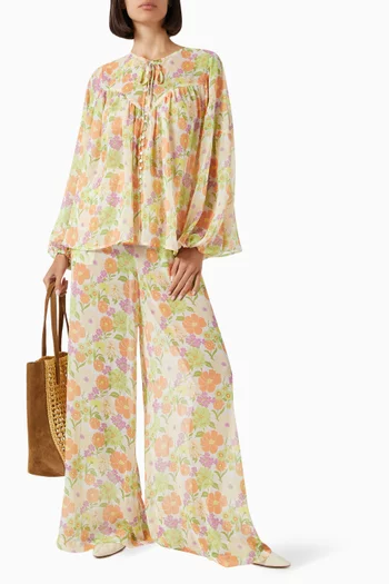 Sundance Flared Pants in Crepe Georgette