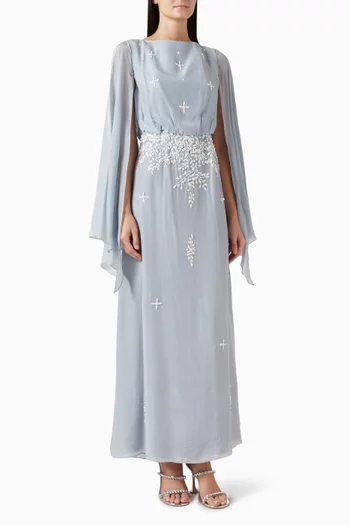 فستان سهرة بتطريزات زهور