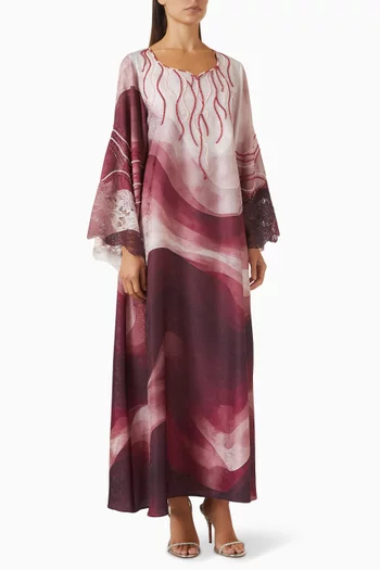 قفطان مطرز بنقشة مموجة