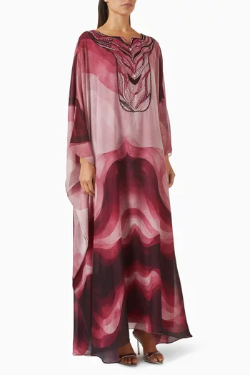 قفطان مطرز بنقشة مموجة