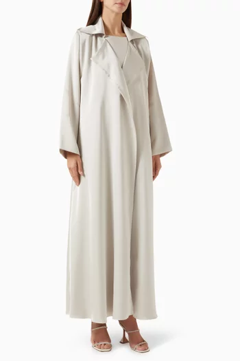 Coat-style 3-piece Abaya Set in Silk