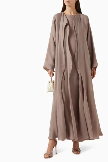 Layered 3-piece Abaya Set in Cotton Linen