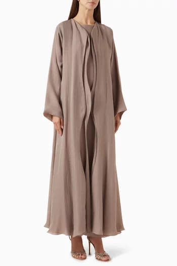 Layered 3-piece Abaya Set in Cotton Linen