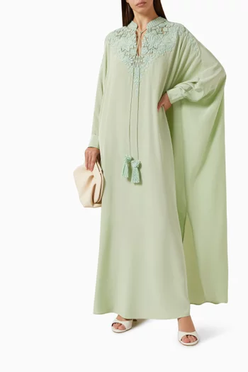 Floral-embroidered Kaftan