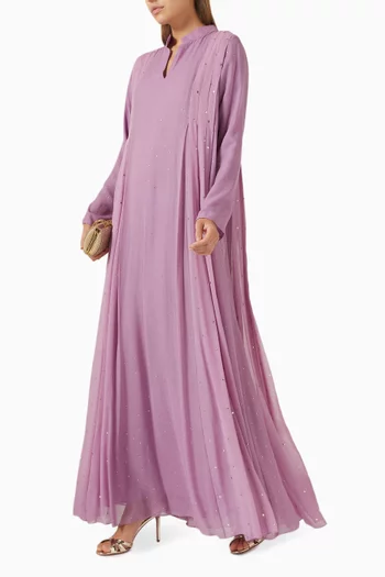 Sequin-embellished Pleated Kaftan