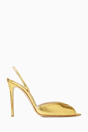 Katy 105 Slingback Sandals in Metallic Elaphe Leather