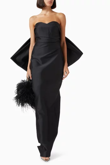 Bow-draped Column Gown in Mikado