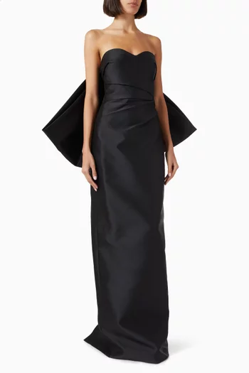 Bow-draped Column Gown in Mikado