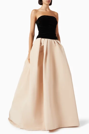 Drop Waist Gown in Velvet & Faille