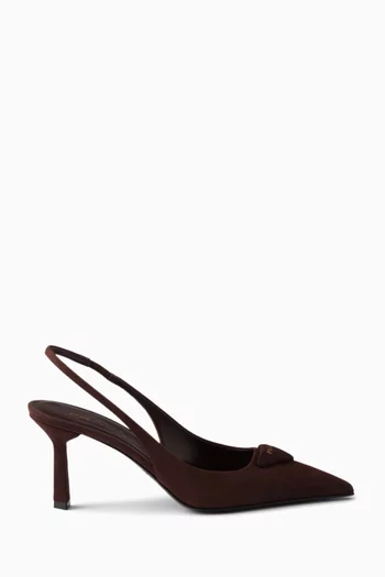 Point-toe Slingback Pumps in Suede