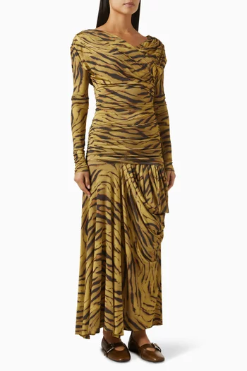 Printed Ruched Dress in Jersey