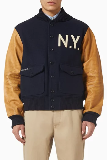 NY Vintage Bomber Jacket in Wool-blend
