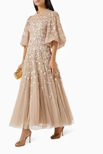 Sylia Rose Round-neck Gown in Tulle